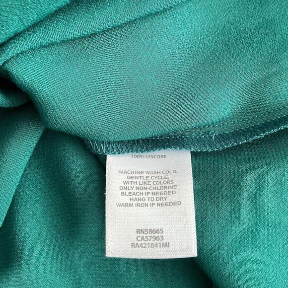 Rachel Parcell Satin Green High Neck Blouse Size S | Ruffle Trim Long Sleeve - Picture 5 of 12